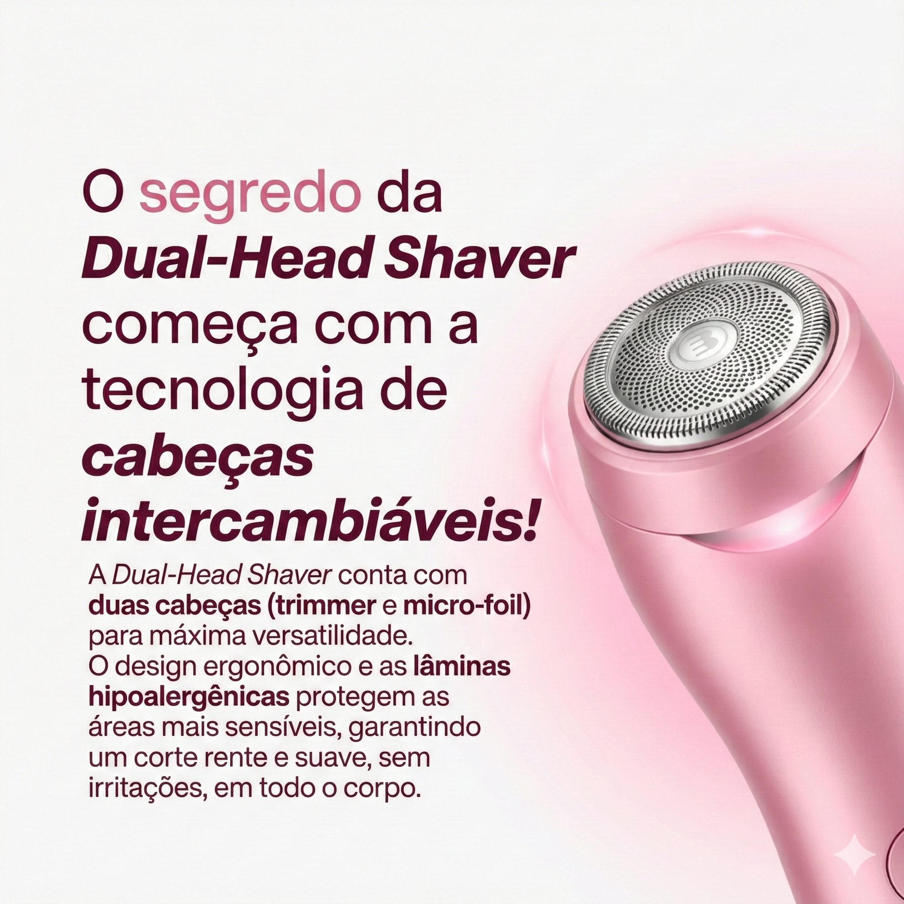 Depilador Elétrico Dual-Head 2 em 1 – Pele Lisinha com Precisão e Conforto