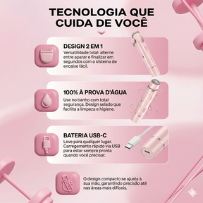 Depilador Elétrico Dual-Head 2 em 1 – Pele Lisinha com Precisão e Conforto